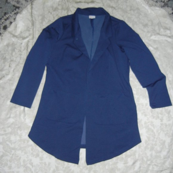 LuLaRoe Gwen Blazer Size XLarge Navy Blue Open Front Pockets No closure - Picture 2 of 4